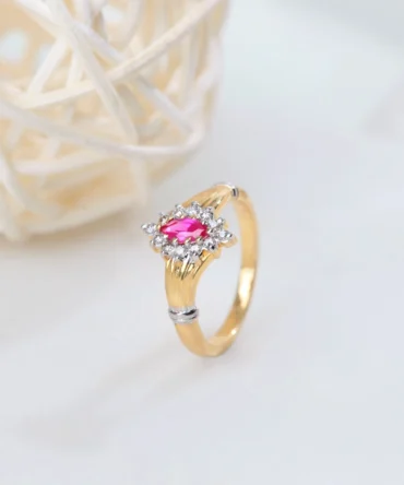 A pink stone diamond ring