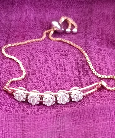 Gold & Diamond White Moon Chain Bracelet